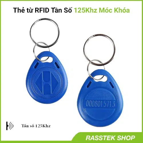 thẻ từ rfid tần số 125khz móc khóa xanh